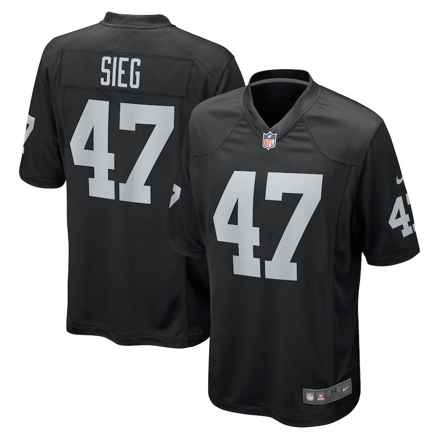 Men Oakland Raiders 47 Trent Sieg Nike Black Game NFL Jersey